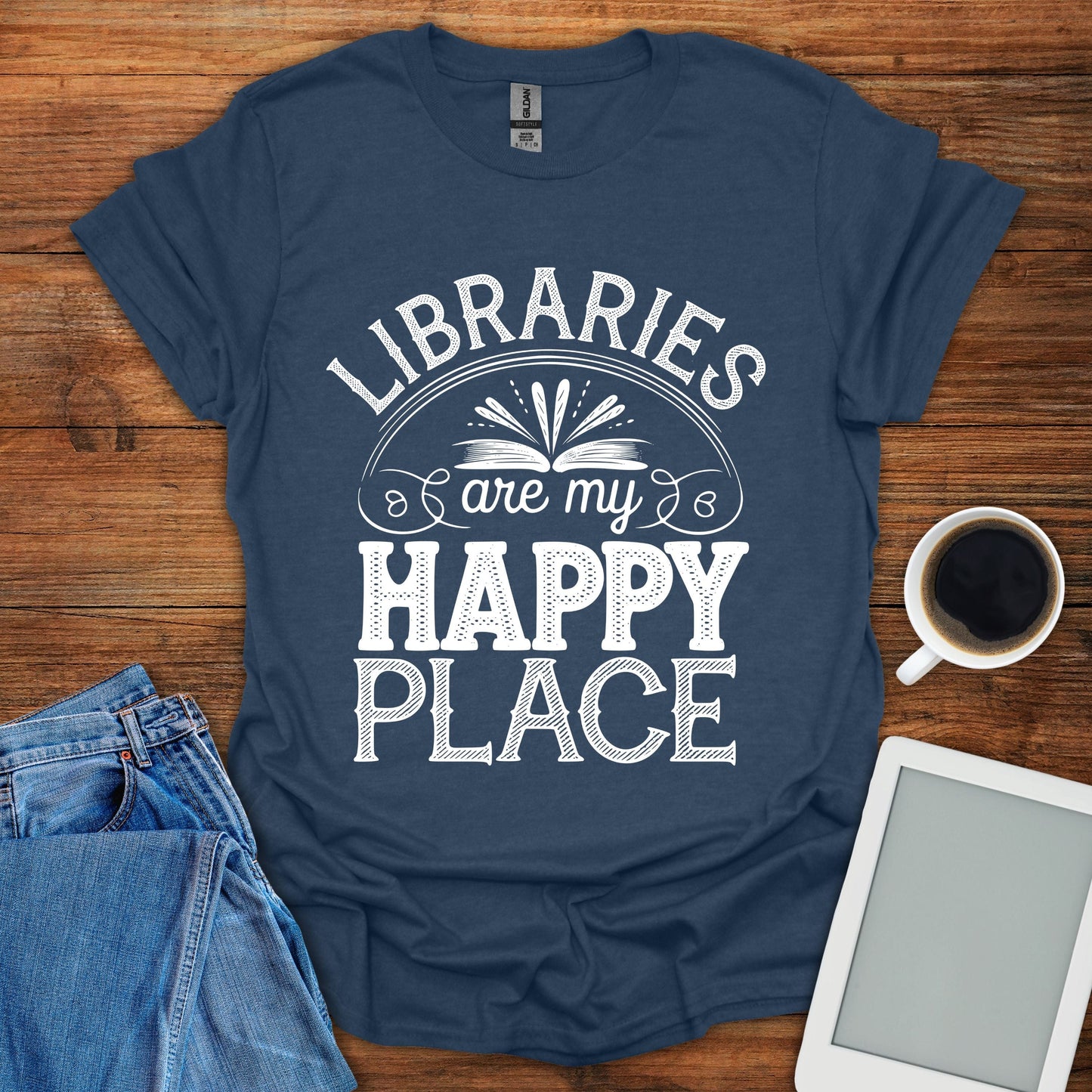 Libraries Are My Happy Place Tee