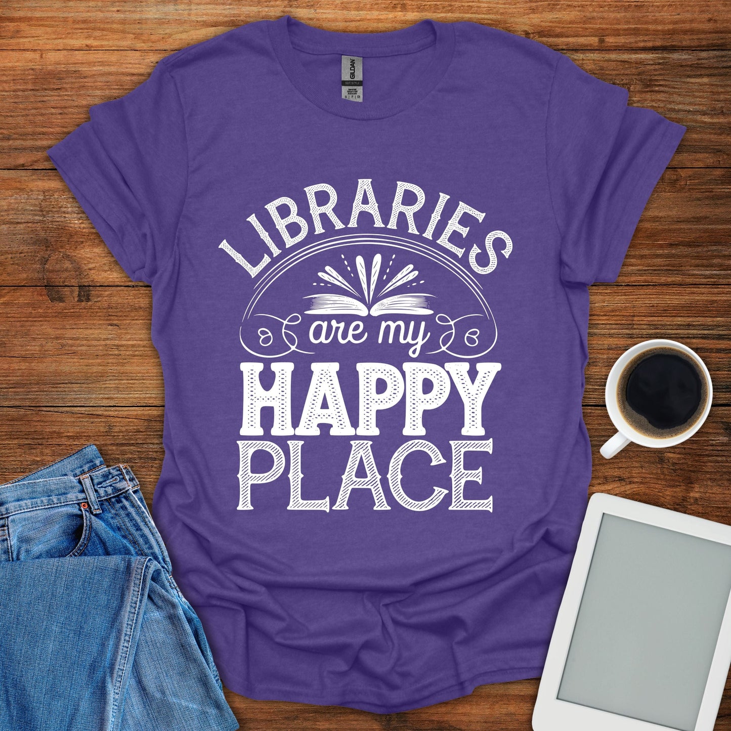 Libraries Are My Happy Place Tee