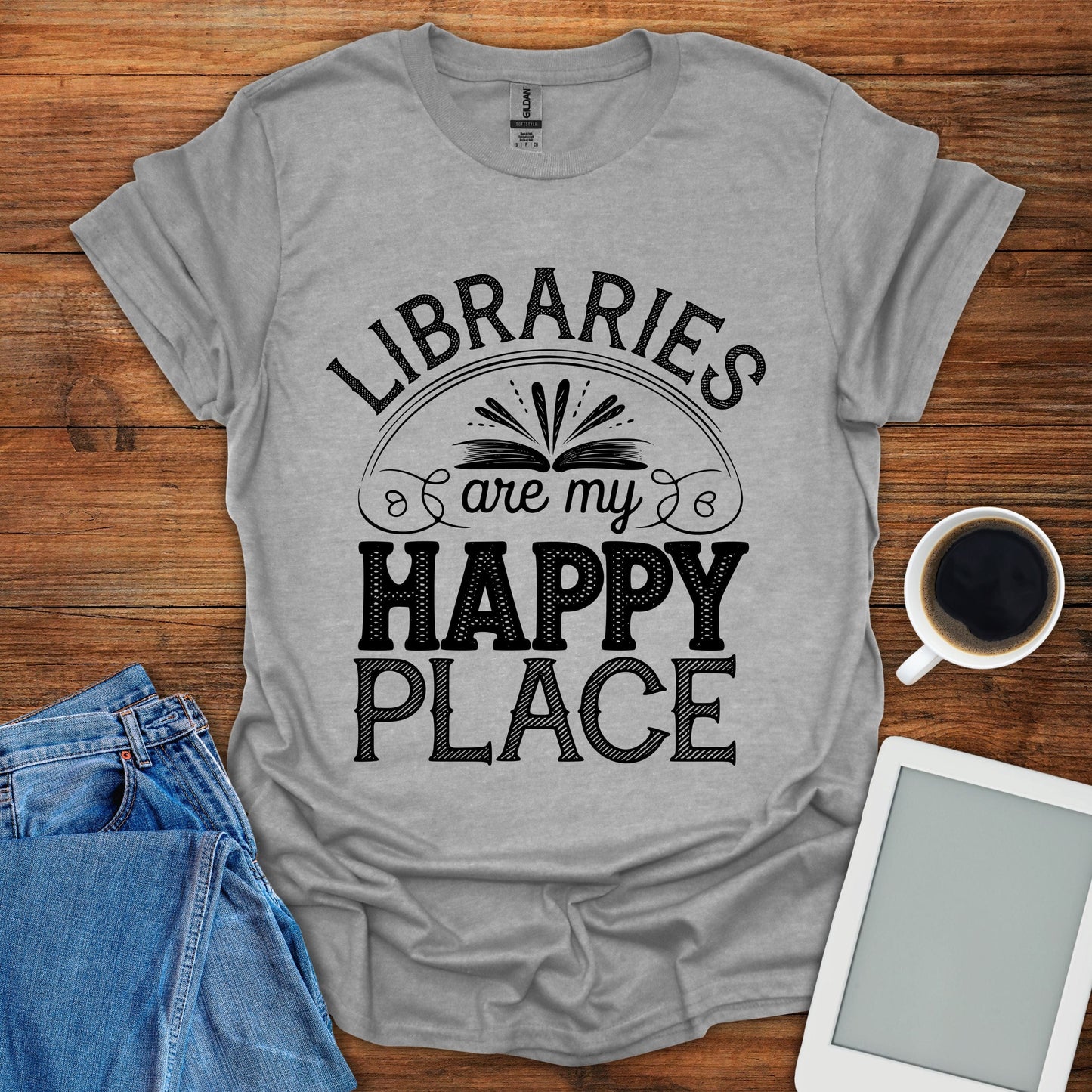 Libraries Are My Happy Place Tee