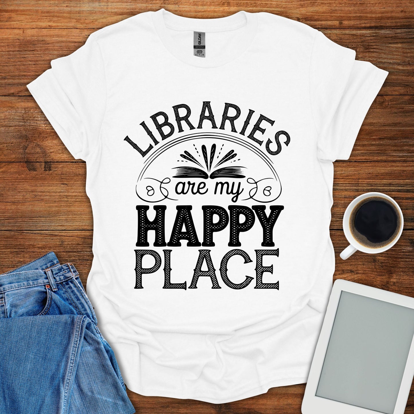 Libraries Are My Happy Place Tee