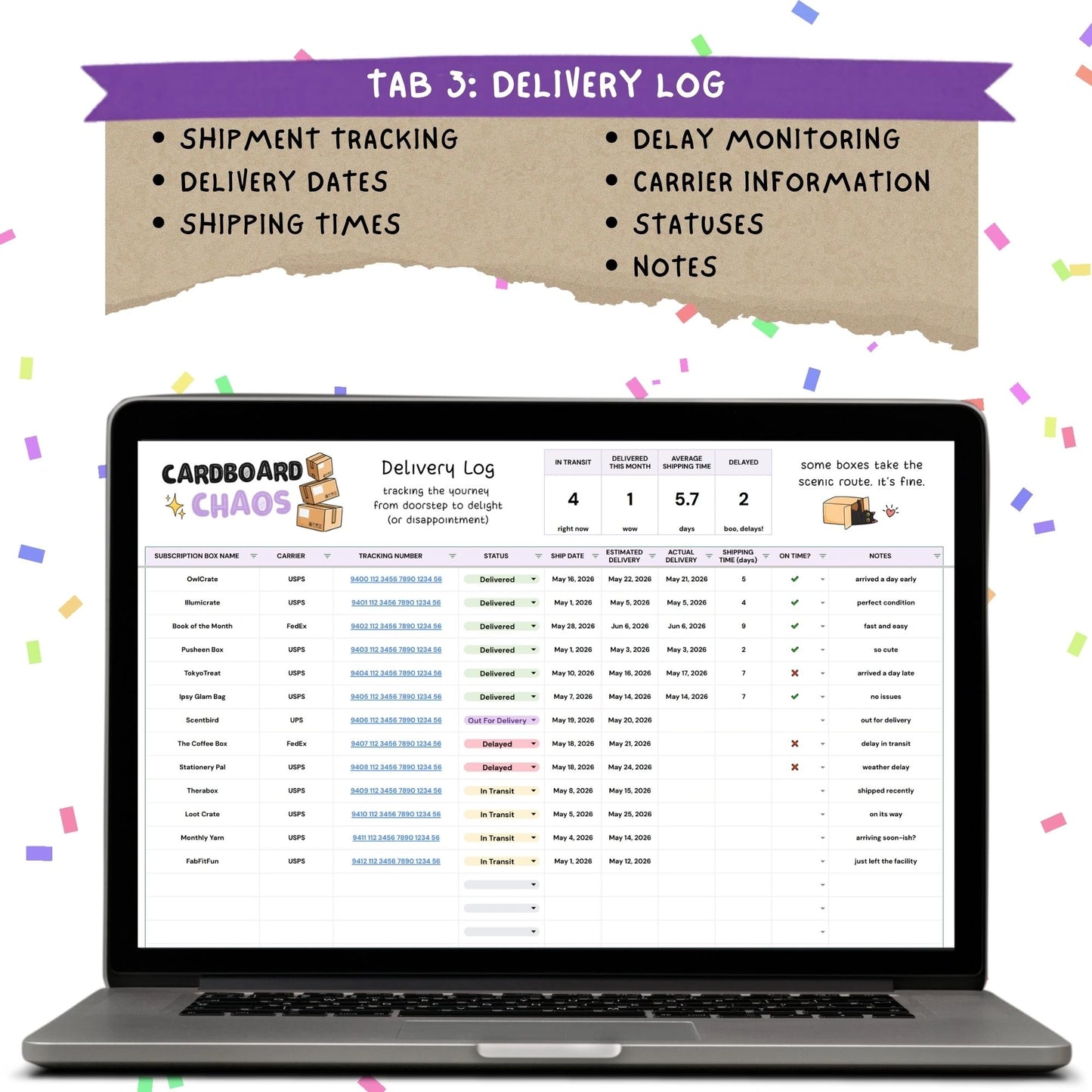 Cardboard Chaos - Subscription Box Tracker