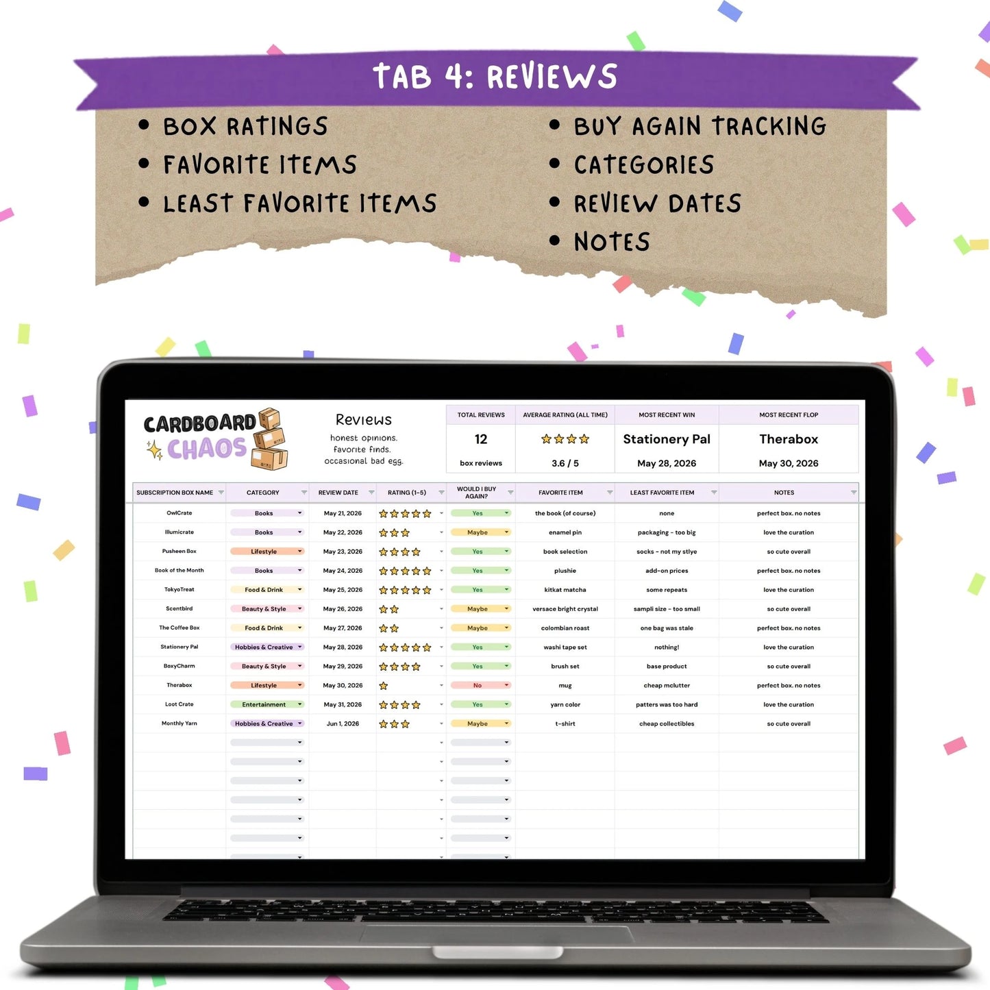 Cardboard Chaos - Subscription Box Tracker