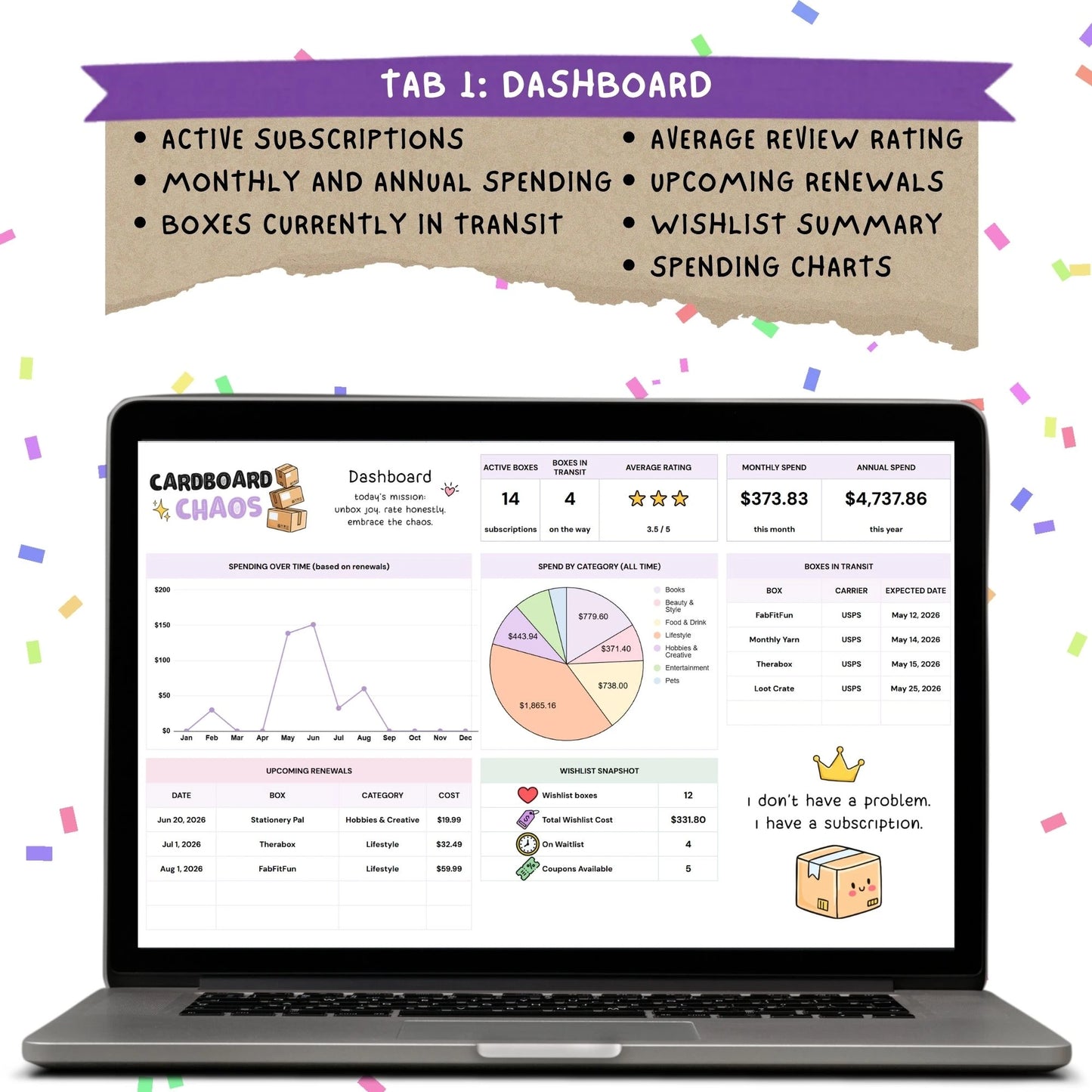 Cardboard Chaos - Subscription Box Tracker