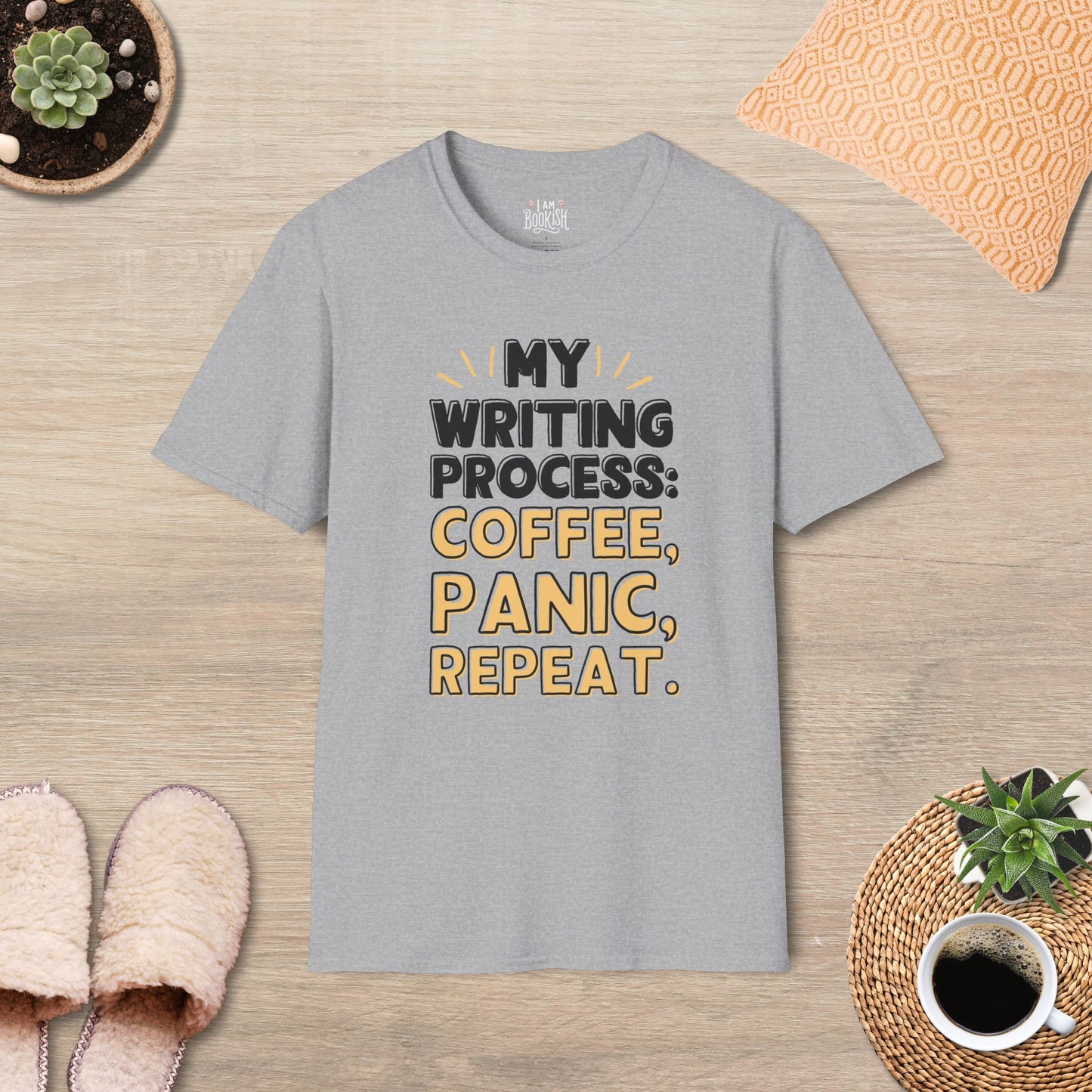 My Writing Process: Coffee, Panic, Repeat T-Shirt