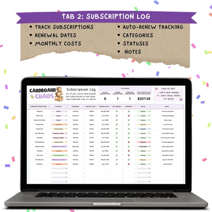 Cardboard Chaos - Subscription Box Tracker