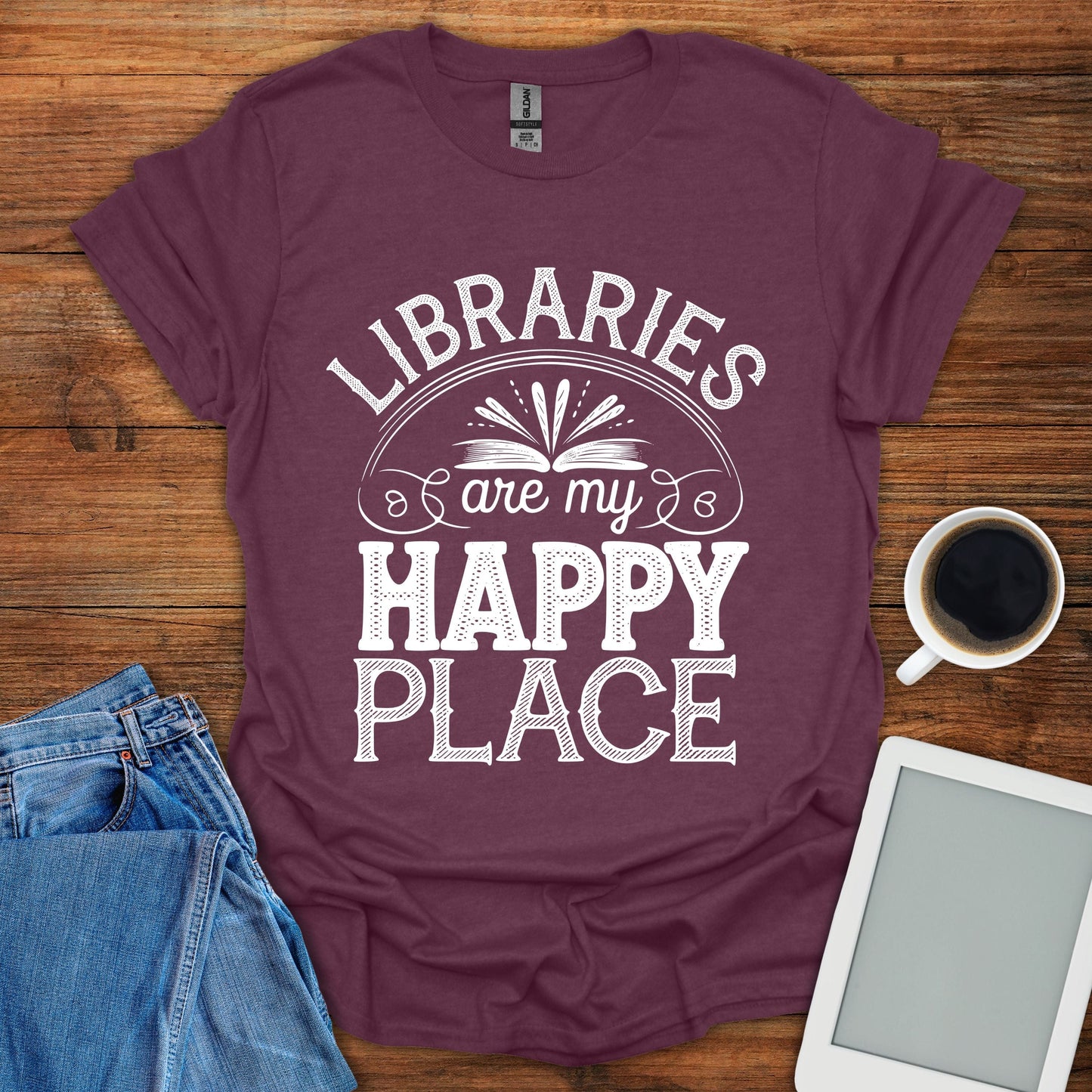 Libraries Are My Happy Place Tee