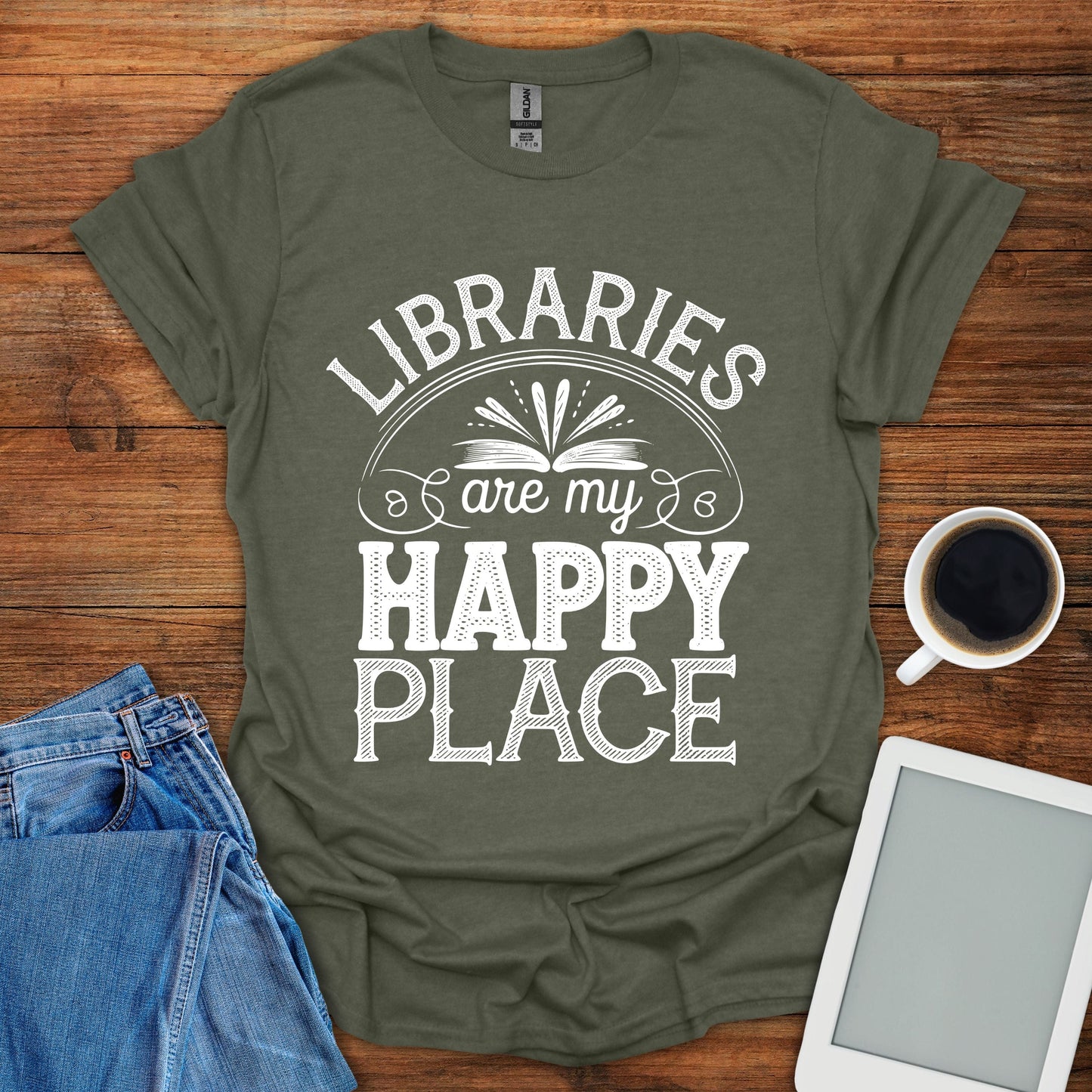 Libraries Are My Happy Place Tee