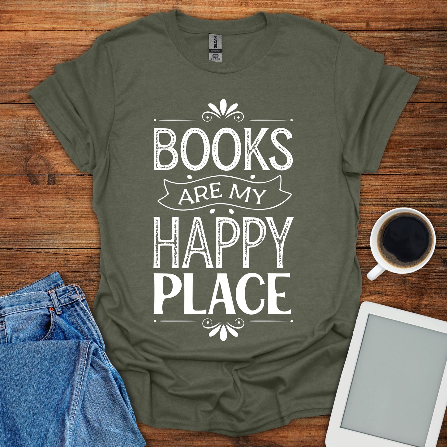 Books Are My Happy Place 2 Tee