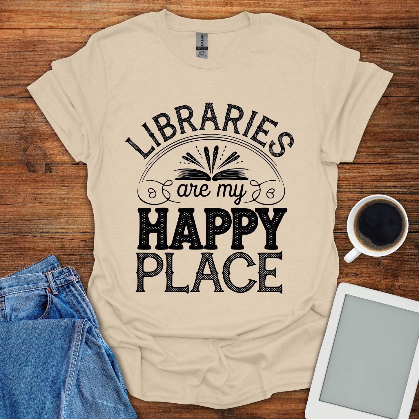 Libraries Are My Happy Place Tee